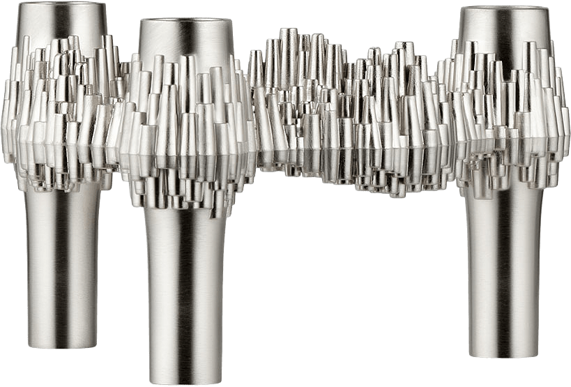 Candle holder Quist, från STOFF Nagel, i färgen Brushed Chrome.