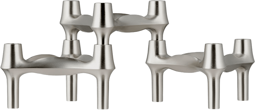 Candle holder BMF 3-p, från STOFF Nagel, i färgen Brushed Chrome.