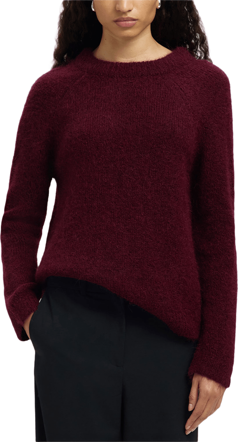 SLFGABELLA Pullover med Rosett, från Selected Femme, i färgen Fig Black Bow.