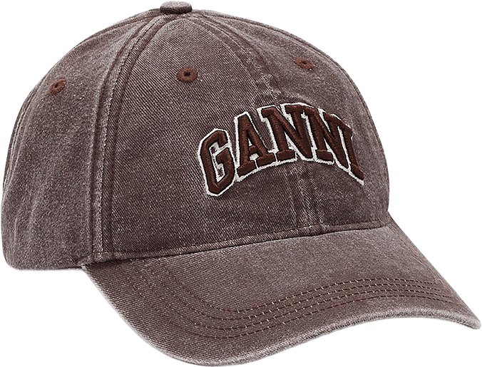 Washed Cotton Canvas Cap, från GANNI, i färgen Chocolate Plum.