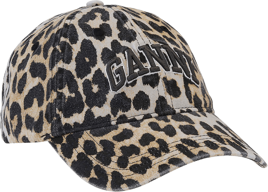 Washed Cotton Canvas Cap Leo, från GANNI, i färgen Leopard.