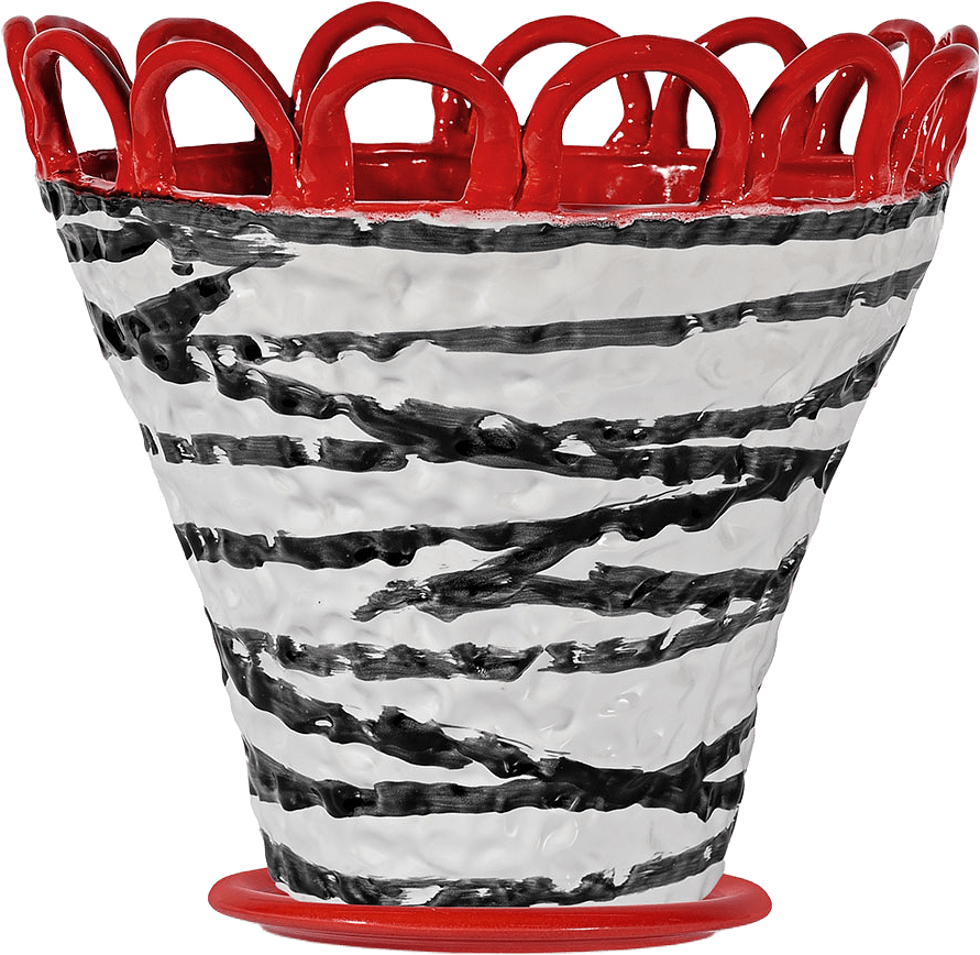 Kruka Patty L, från Byon, i färgen Zebra/Röd.