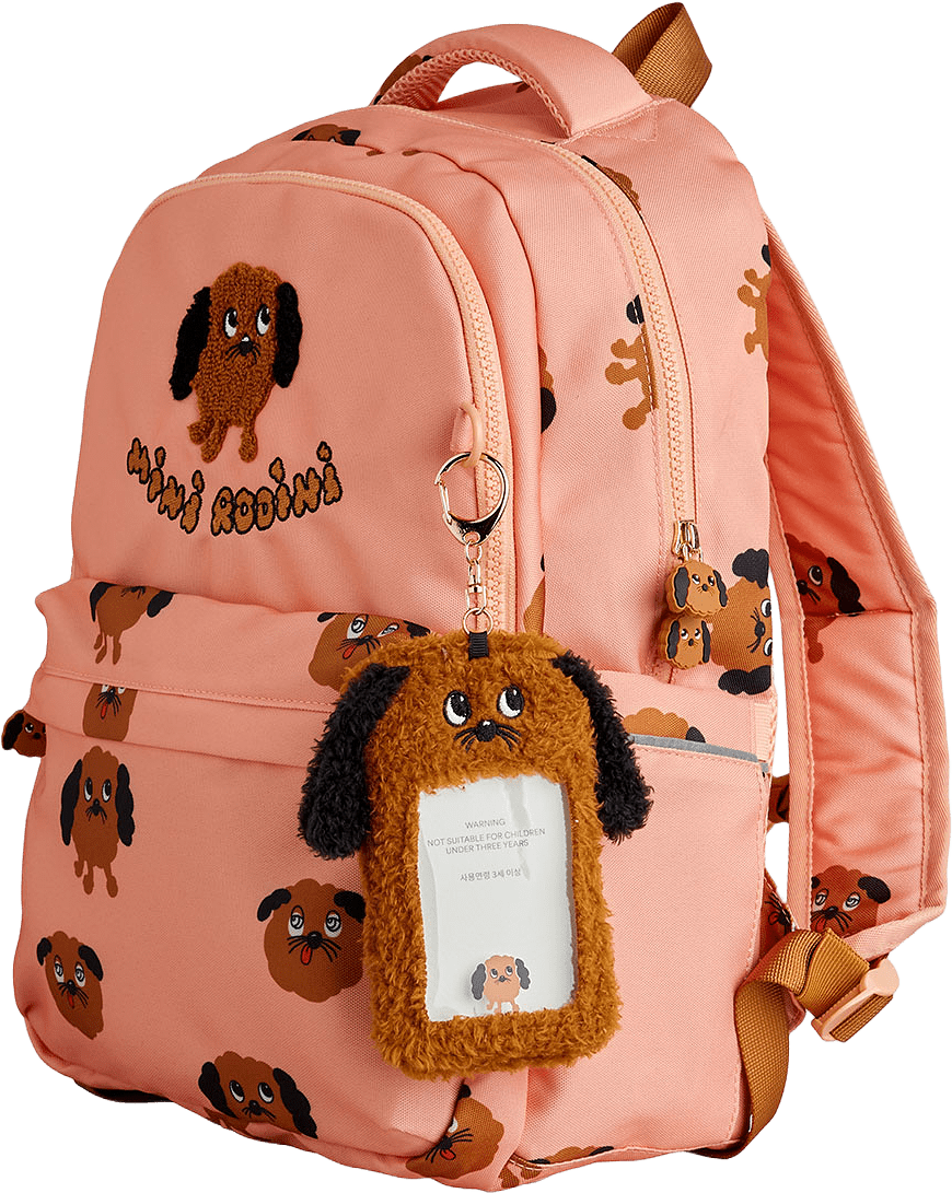 Doggies aop school aop backpack, från Mini Rodini, i färgen Pink.