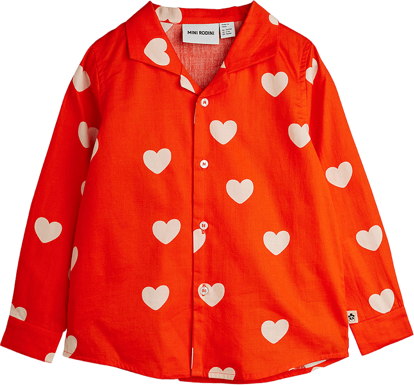 Hearts aop woven ls shirt, från Mini Rodini, i färgen Red.