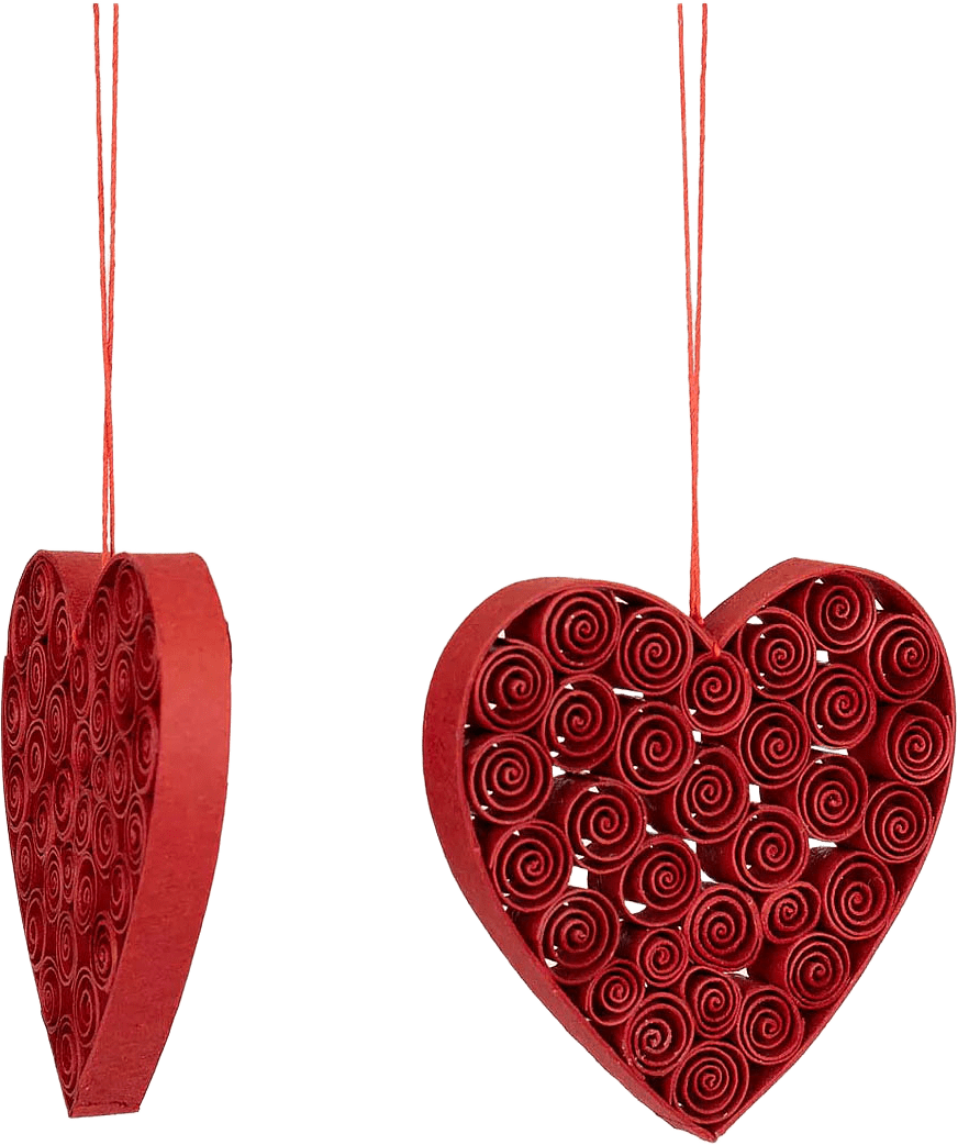 QUILLED HEART Julhänge 2-pack, röd, från A World of Craft, i färgen Röd.