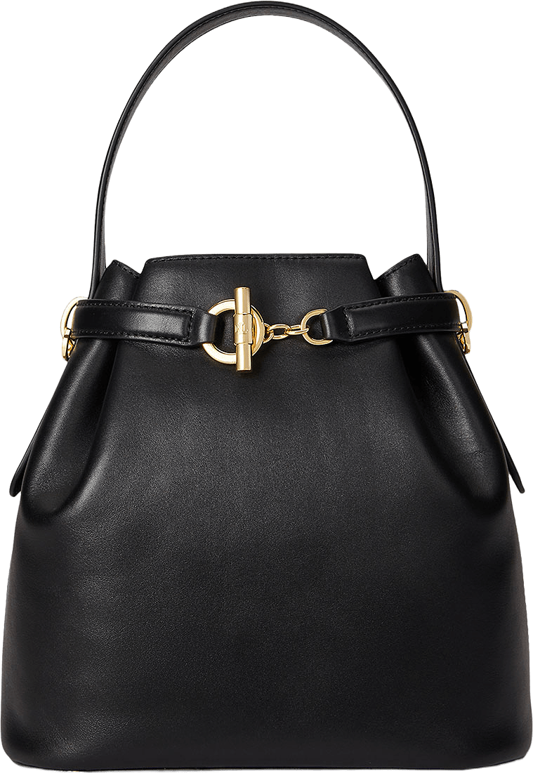 Leather Medium Blaike Bucket Bag, från Lauren Ralph Lauren, i färgen Black.