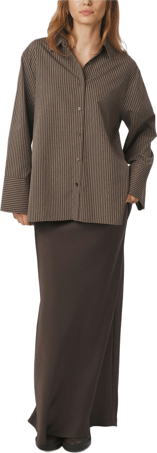 Dita Striped Line Shirt, från Neo Noir, i färgen Dark Brown.
