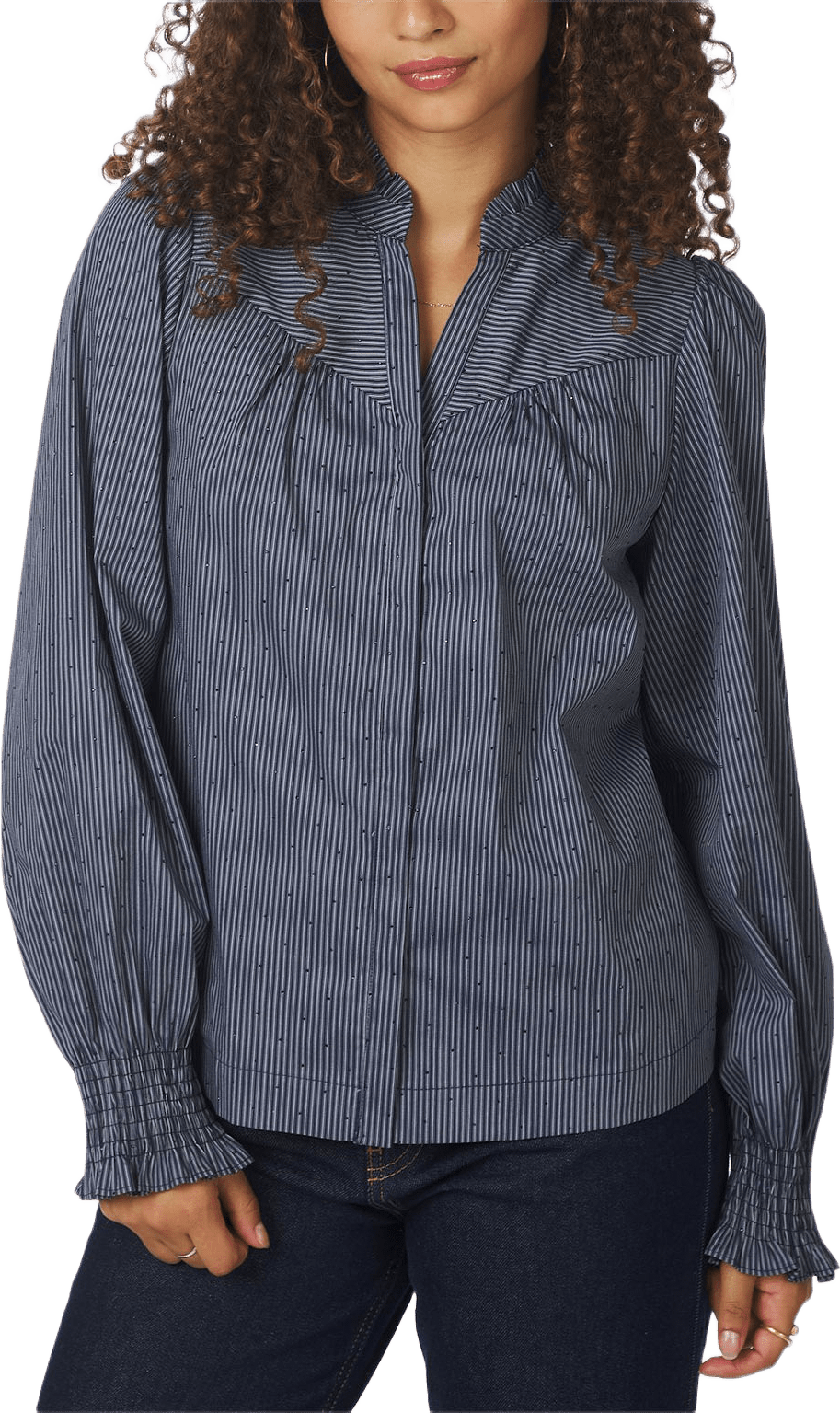 Astrida Stripe Stone Blouse, från Neo Noir, i färgen Navy.