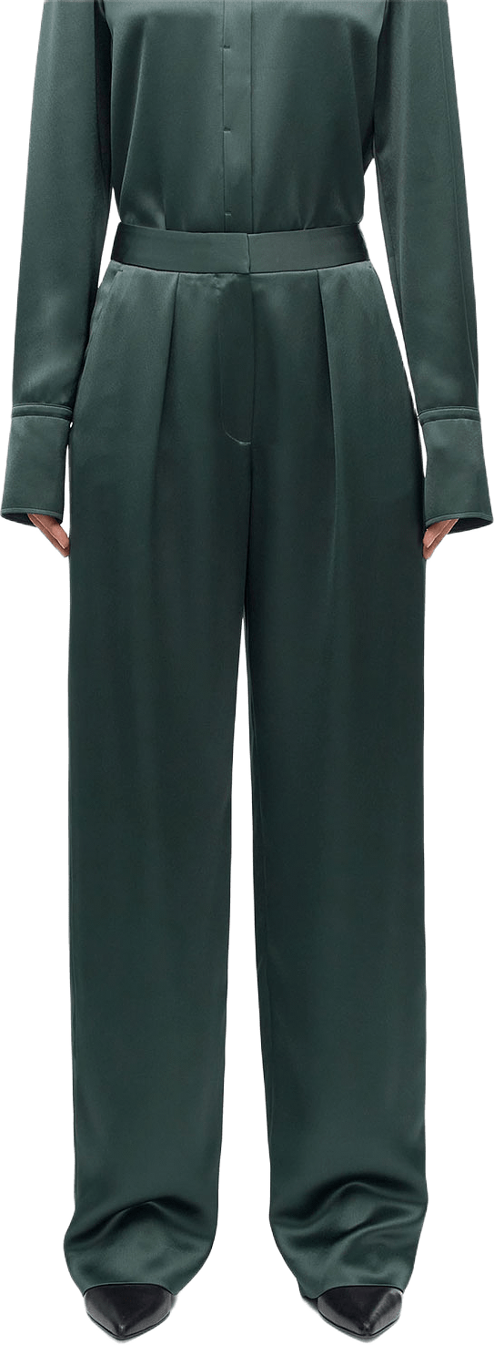 Inga Raka Satinbyxor, från Tiger of Sweden, i färgen Army Petrol.