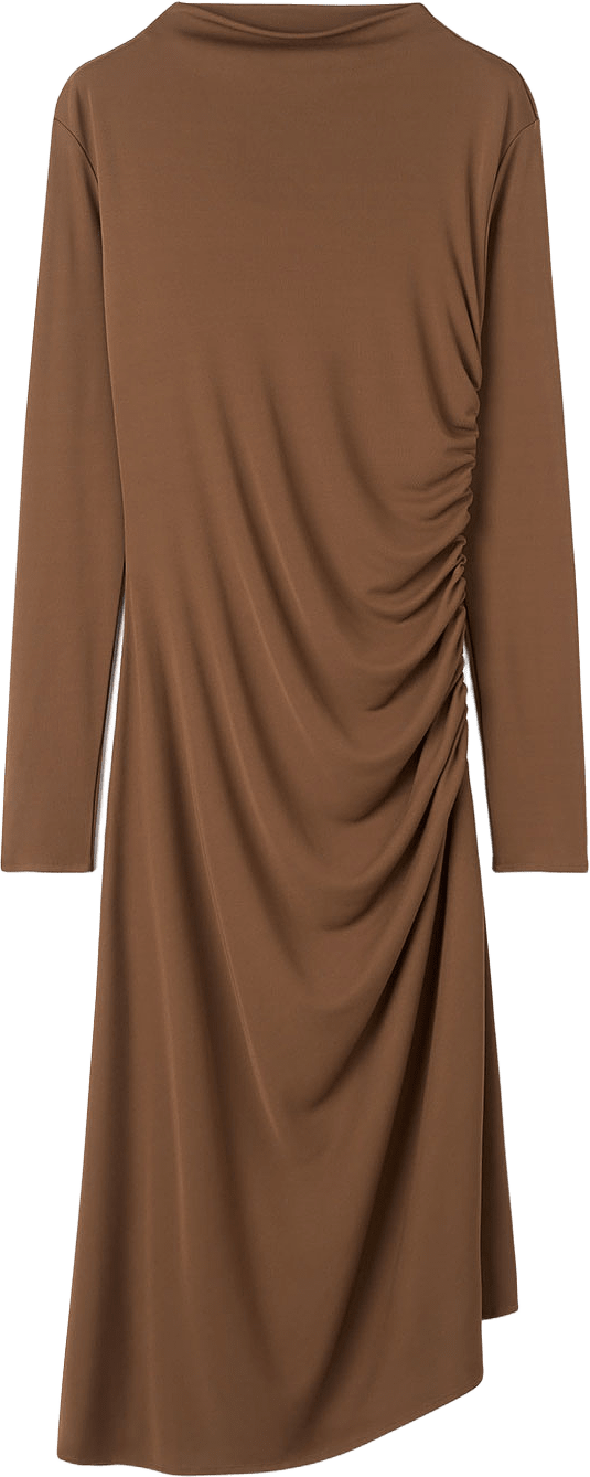 Aliz Ärmlös Draperad Klänning, från Tiger of Sweden, i färgen Bovini Brown.