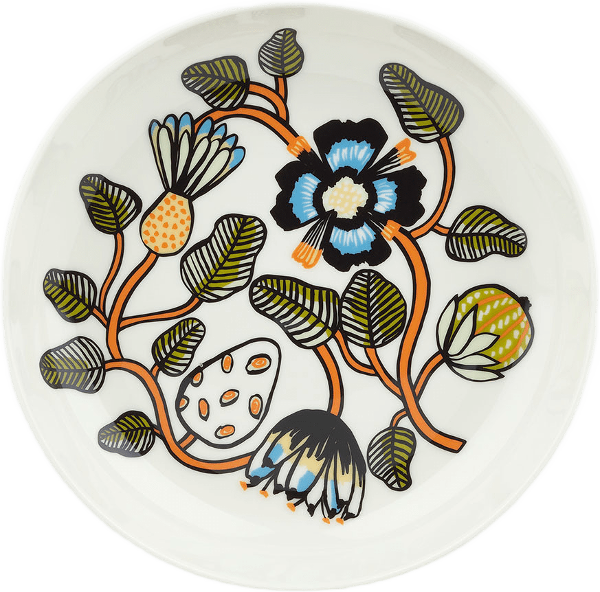 Tiara Deep Plate 20,5 Cm, från Marimekko, i färgen White, Warm Or, Green.