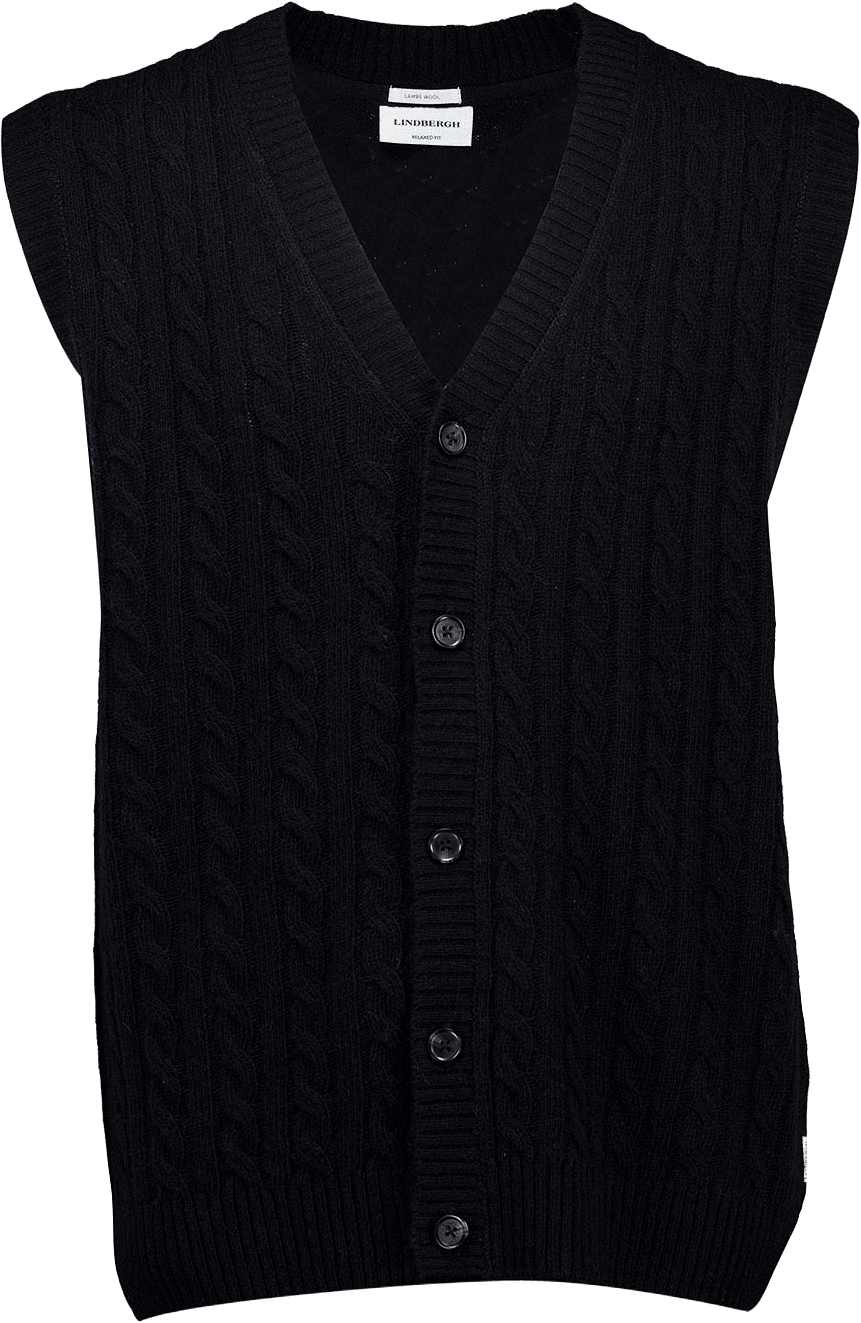 Lambswool button slipover Knit, från Lindbergh, i färgen Black.