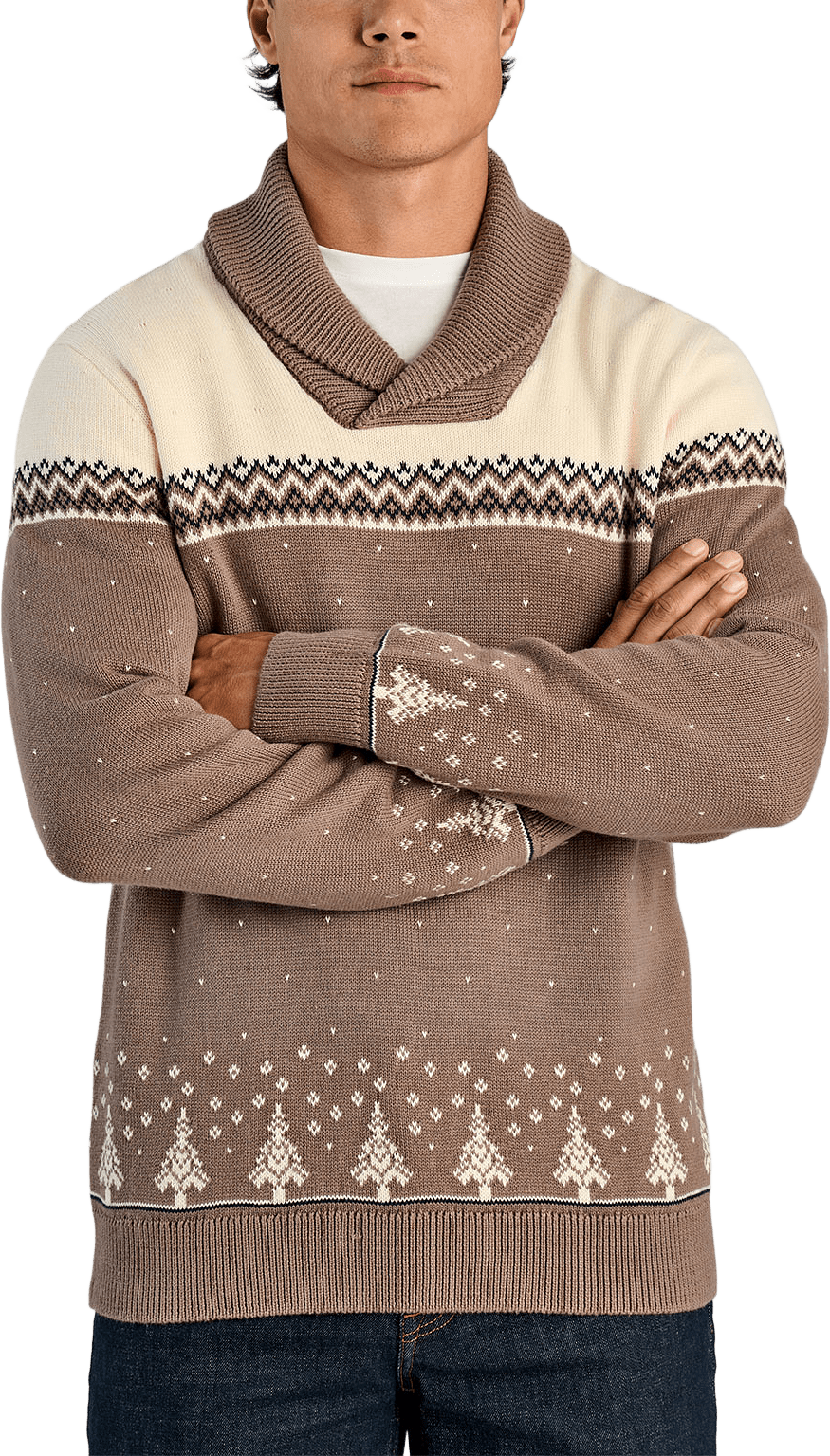 Xmas shawl collar Knit, från Lindbergh, i färgen Brown.