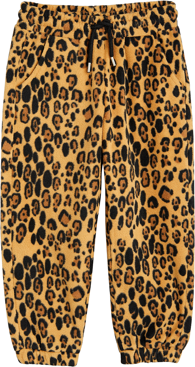 Leopard fleece trousers, från Mini Rodini, i färgen Beige.