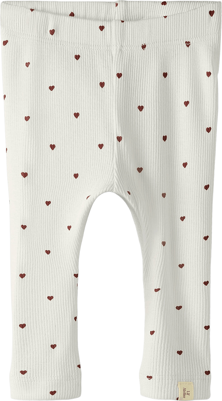 Gago slim leggings, från Lil'Atelier, i färgen Coconut Milk Heart.