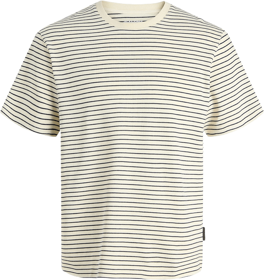 JJEDOVER STRIPED TEE SS CREW NECK JNR, från Jack & Jones, i färgen Antique White.