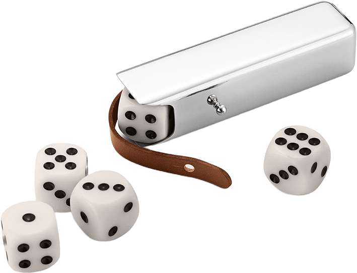 SKY tärningsfodral och tärningar, från Georg Jensen, i färgen Silver.