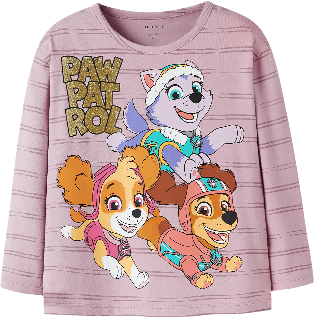 NMFJANNET PAW LS NREG TOP, från Name It, i färgen Dawn Pink.