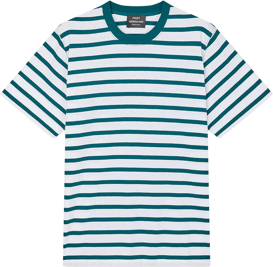Cotton Jersey Stripe Frode Tee, från Mads Nørgaard, i färgen Deep Sea/White.