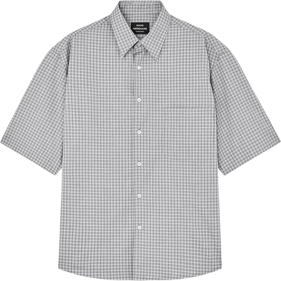 Cotton Soft Oskar Shirt SS, från Mads Nørgaard, i färgen Sky Captain Ch.