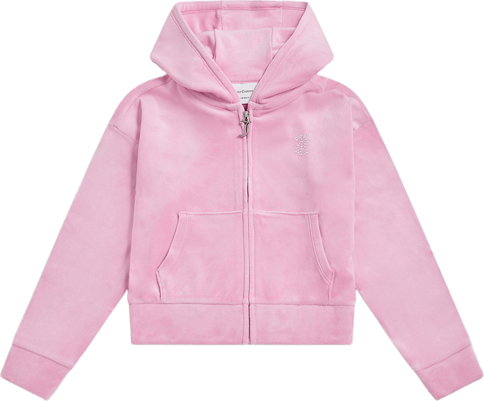 Cropped Velour Diamante Zip THRU, från Juicy Couture, i färgen Pinky Liac Chiffon.