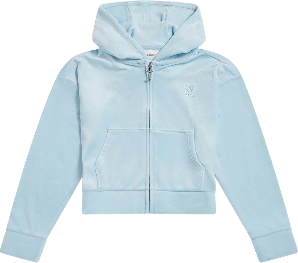 Cropped Velour Diamante Zip THRU, från Juicy Couture, i färgen Nantucket Breeze.