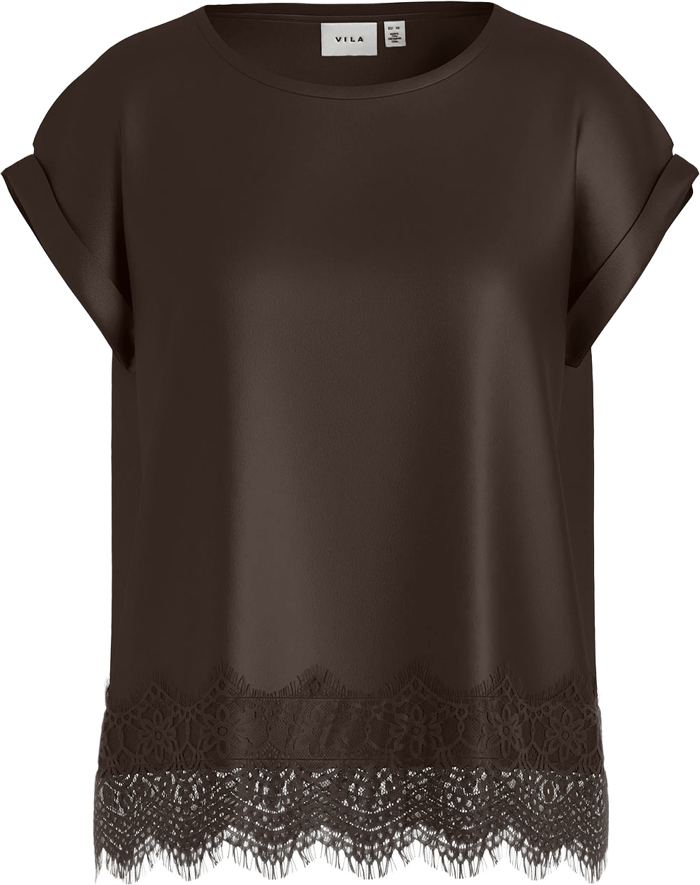 VIELLETTE Spetstopp, från Vila, i färgen Coffee Bean.