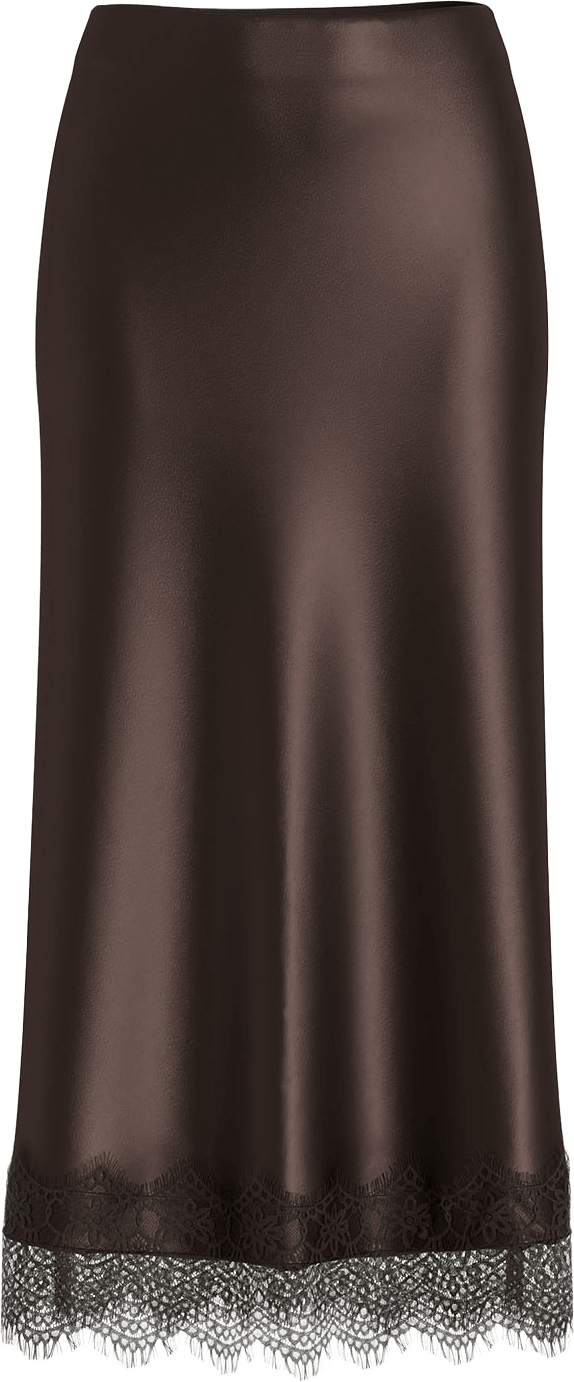 VIELLETTE Midikjol med spets, från Vila, i färgen Coffee Bean.