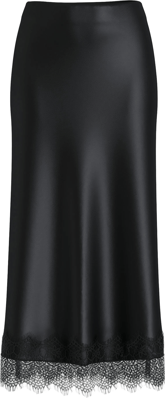 VIELLETTE Midikjol med spets, från Vila, i färgen Black Beauty.