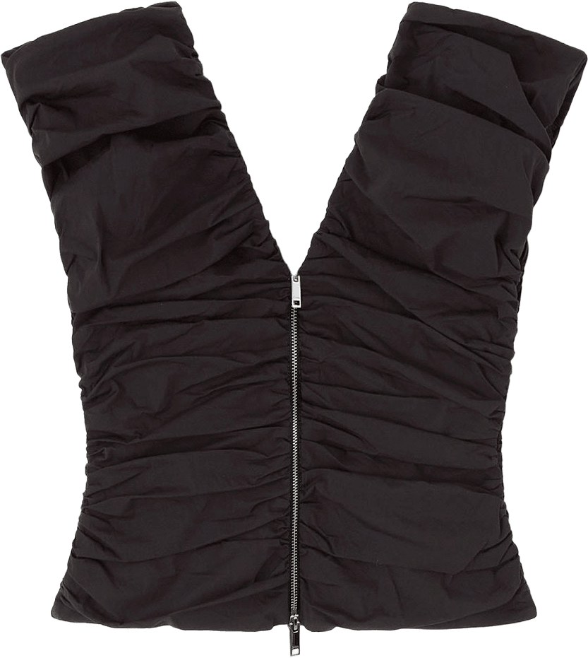 Stretch Cotton Ruched Top, från GANNI, i färgen Black.