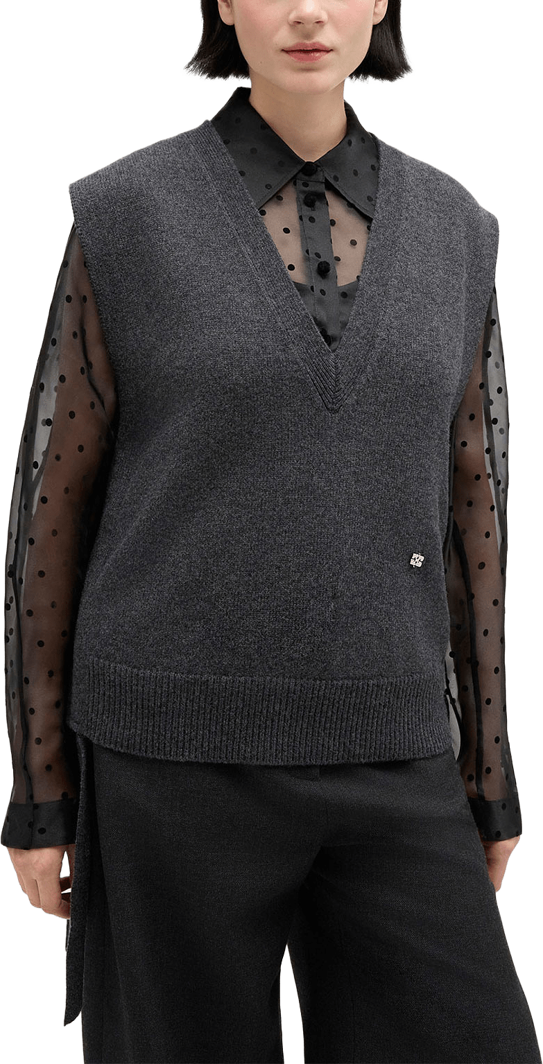 Compact Wool Vest, från GANNI, i färgen Phantom.