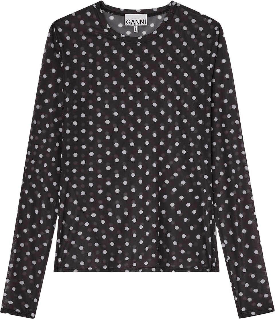 Printed Sheer Jersey Longsleeve, från GANNI, i färgen Black.