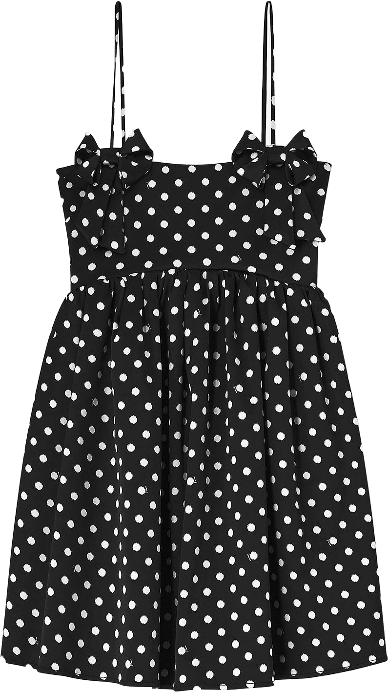 Printed Double Satin Mini Strap Dress, från GANNI, i färgen Black.