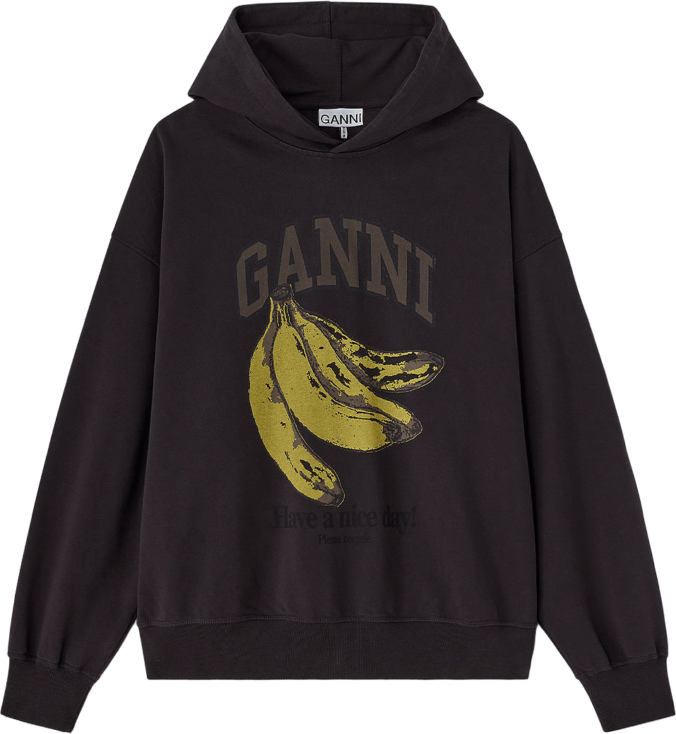 Isoli Hoodie Banana Print, från GANNI, i färgen Phantom.