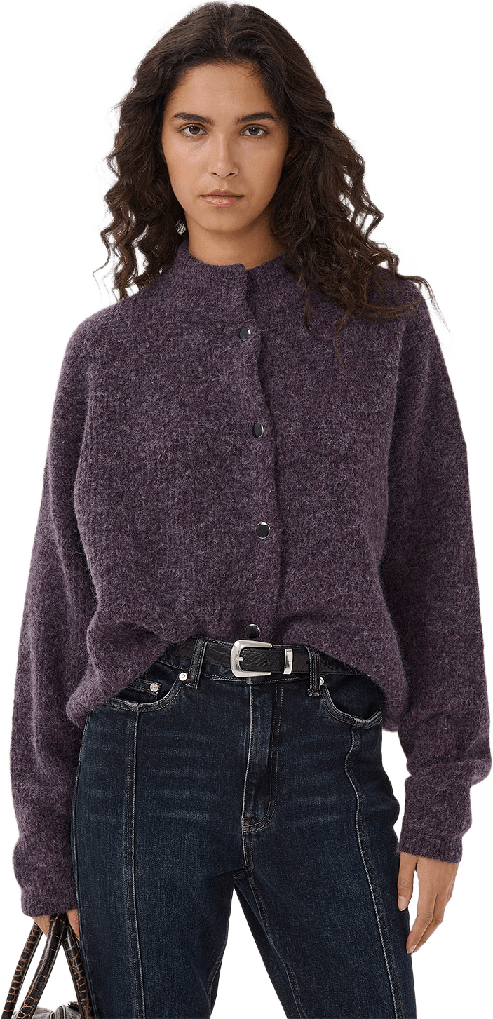 AlphaGZ Short Cardigan, från Gestuz, i färgen Juniper Mélange.