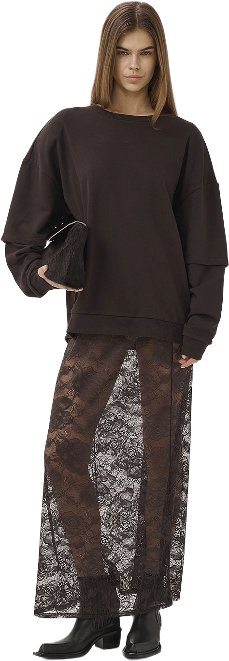 Leala Skirt, från Gestuz, i färgen Ganache.