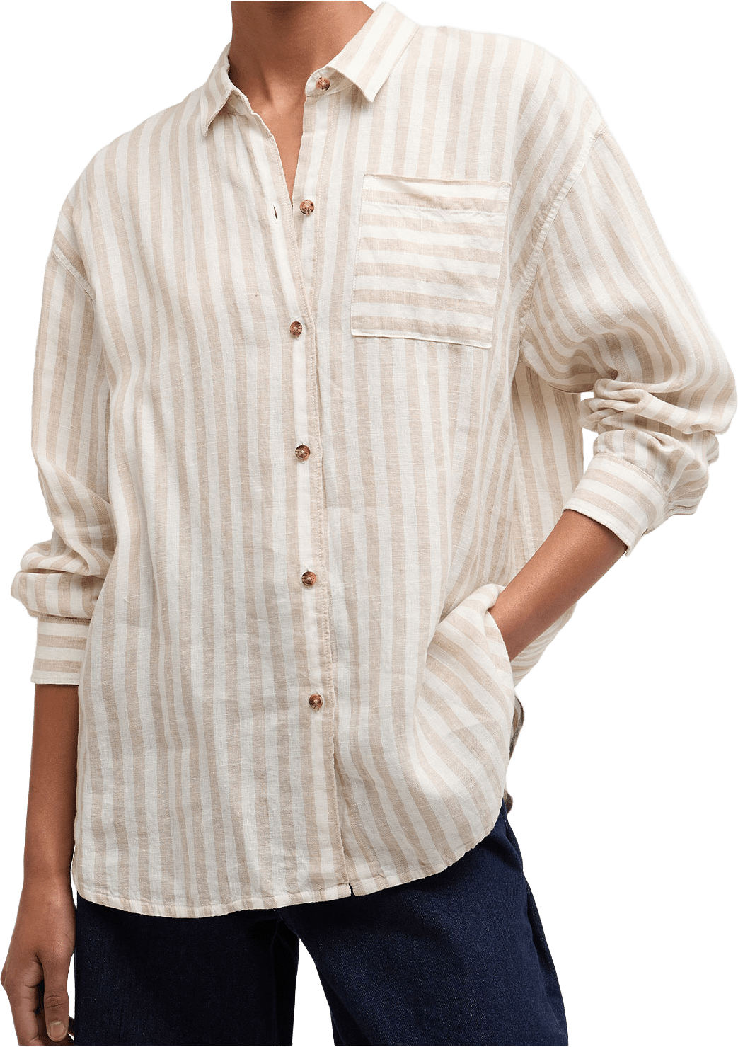 Barbour Annie Shirt, från Barbour, i färgen Light Sand Stripe.