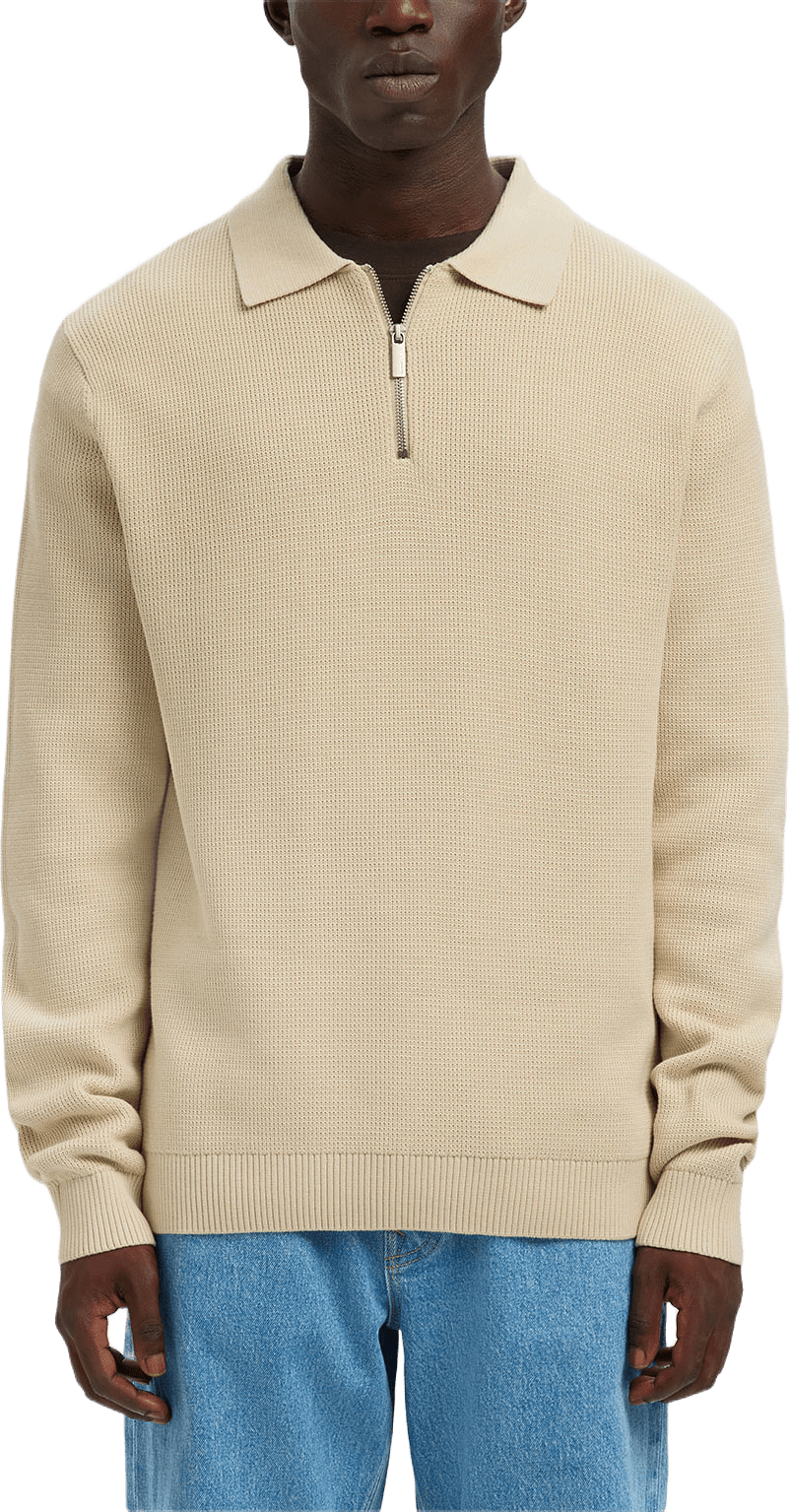 SLHDANE Half zip Pullover, från Selected Homme, i färgen Oatmeal.