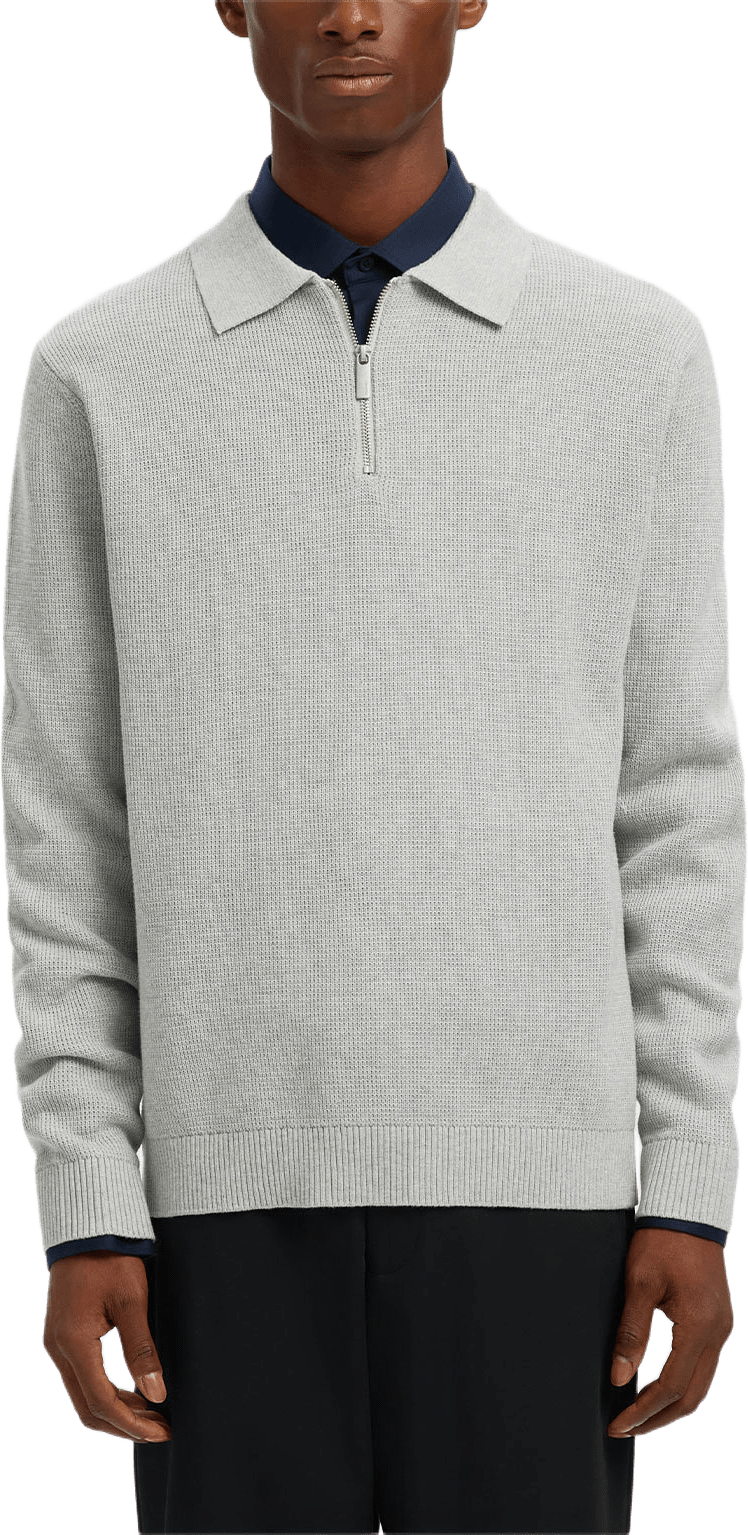 SLHDANE Half zip Pullover, från Selected Homme, i färgen Light Grey Melange.
