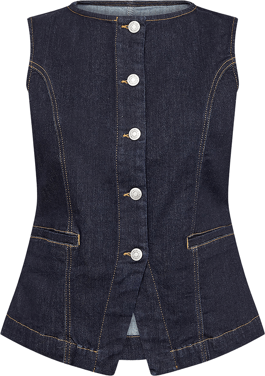 Sc-Kimberly 42 Waistcoat, från Soyaconcept, i färgen Raw Blue Denim.