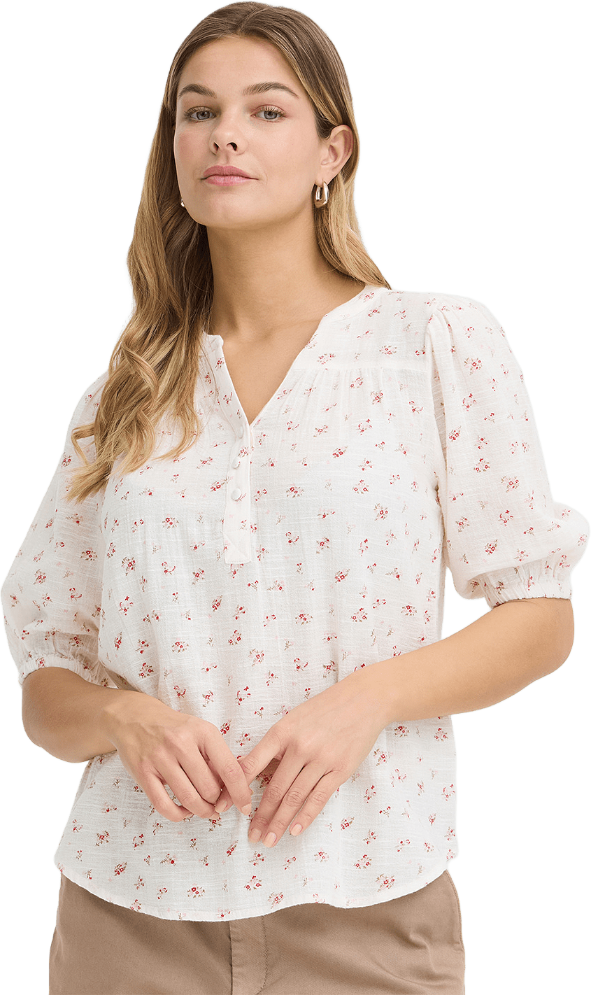 FRBOBBI Blouse, från Fransa, i färgen Cream W Red Pink Floral.