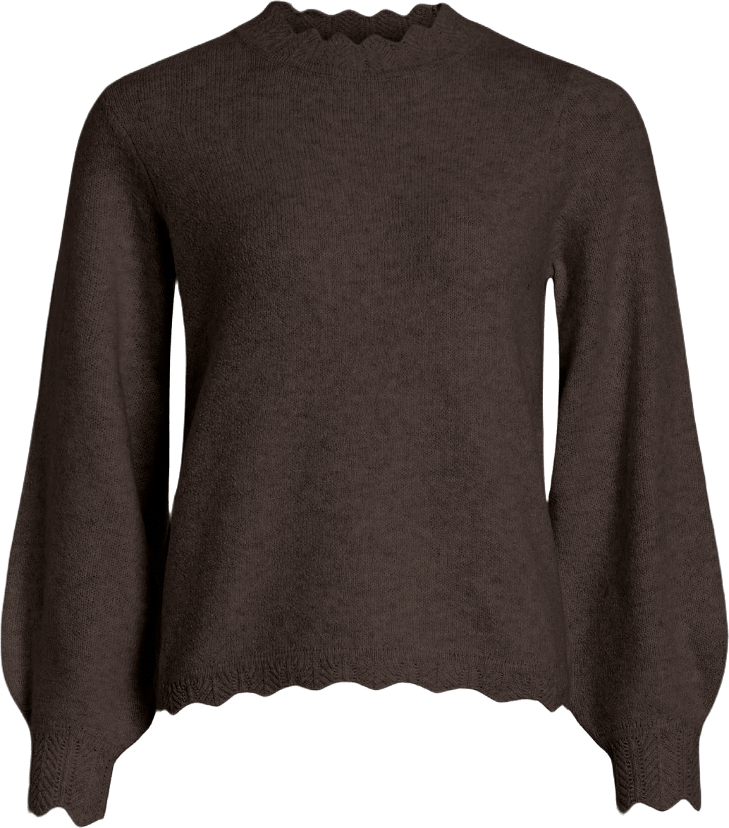 VINIKOLINA O-Neck Knit Top, från Vila, i färgen Coffee Bean Melange.