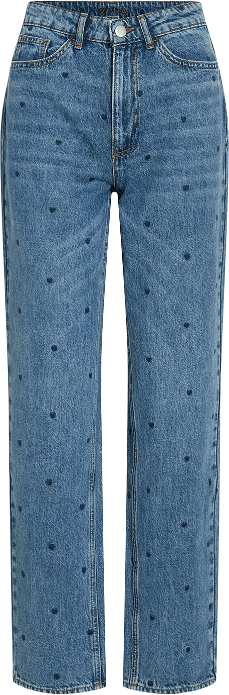 VIKELLY Jeans, från Vila, i färgen Medium Blue Denim Heart Emb.