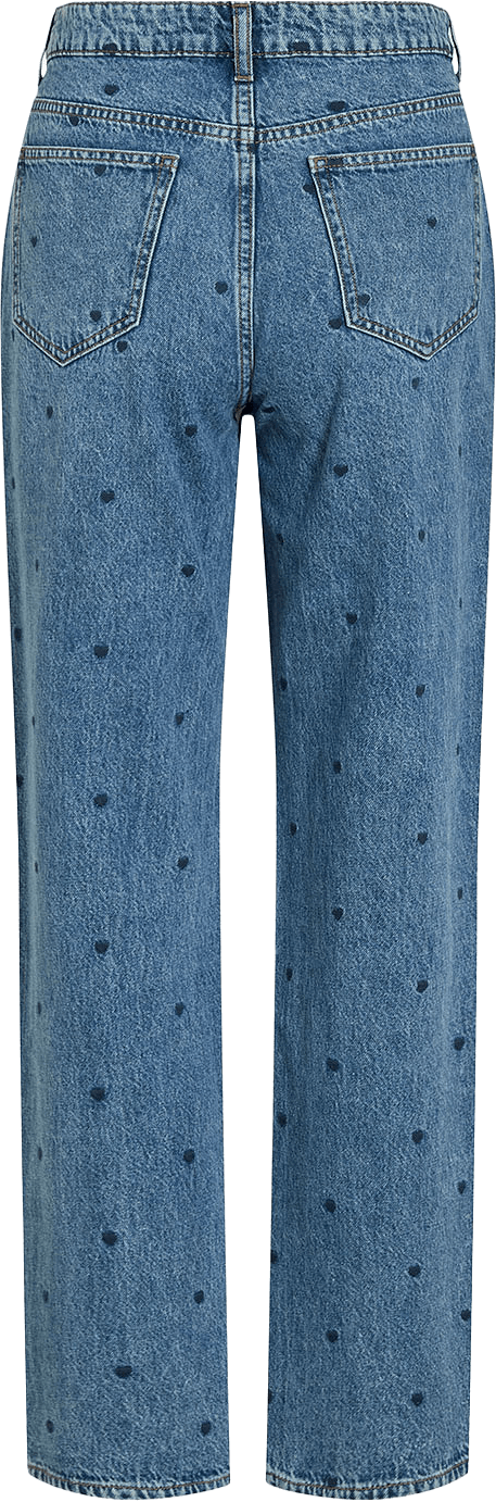 VIKELLY Jeans, från Vila, i färgen Medium Blue Denim Heart Emb.