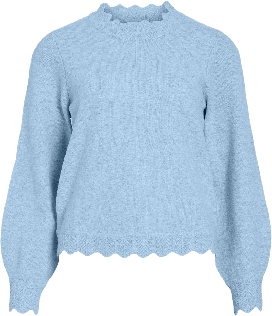 VINIKOLINA O-Neck Knit Top, från Vila, i färgen Nantucket Breeze Melange.