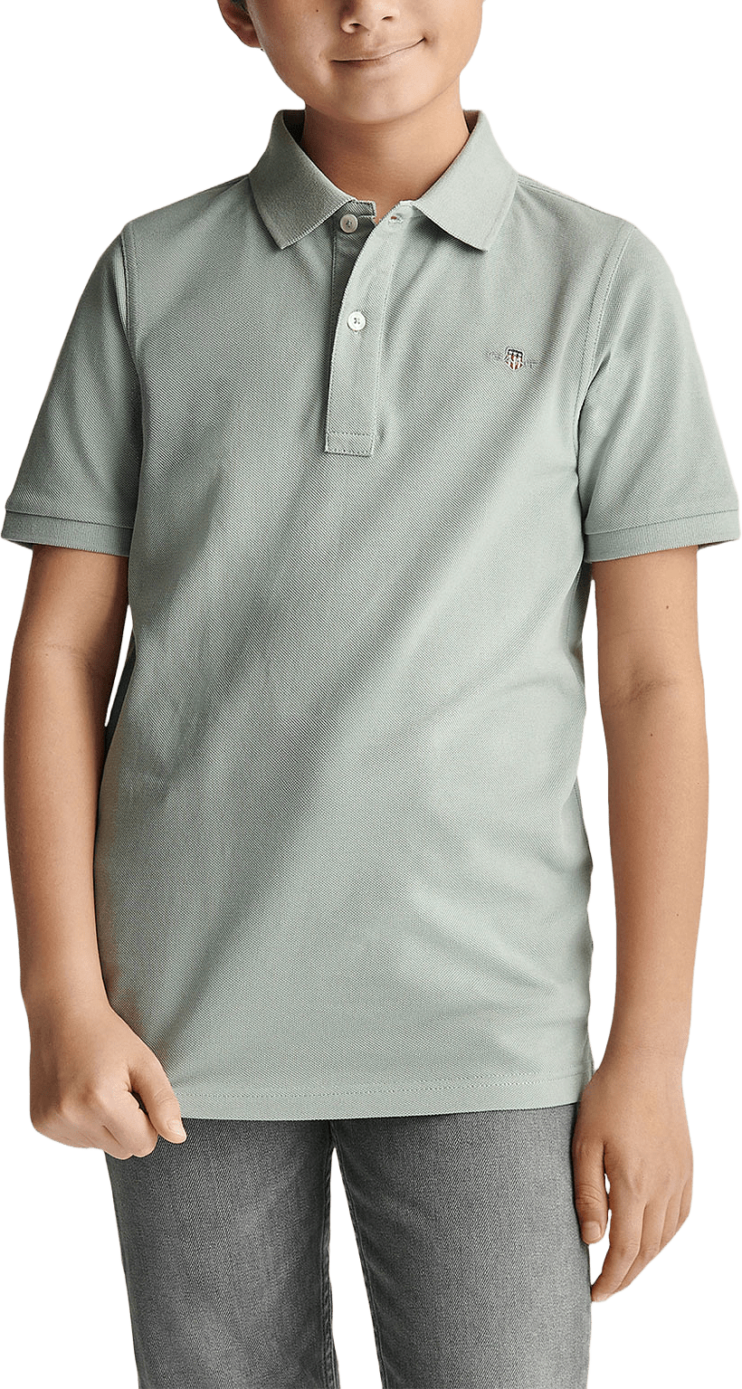 Shield Pique SS Polo Shirt, från GANT, i färgen Ceramic Grey.