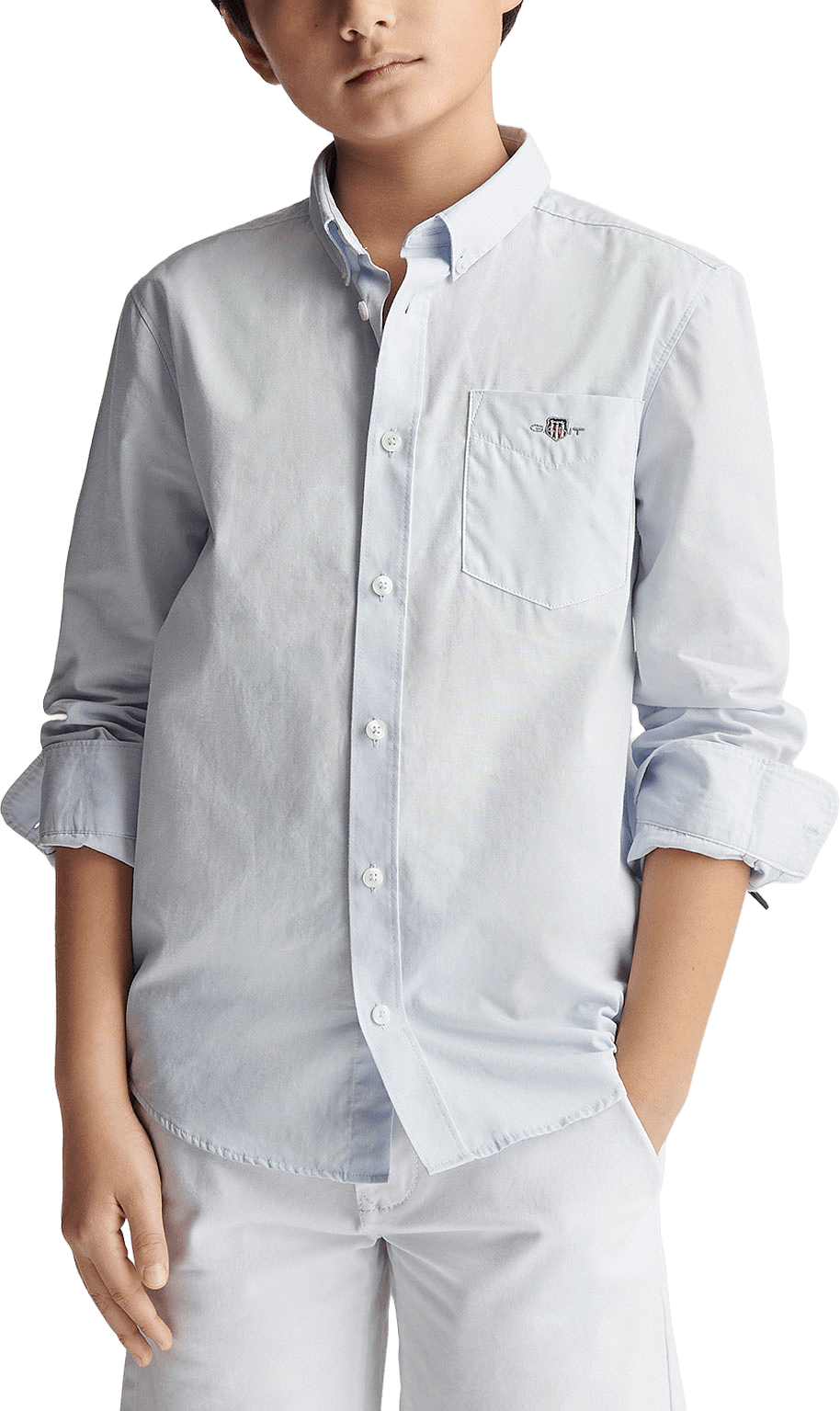 Shield Poplin Shirt, från GANT, i färgen Light Blue.