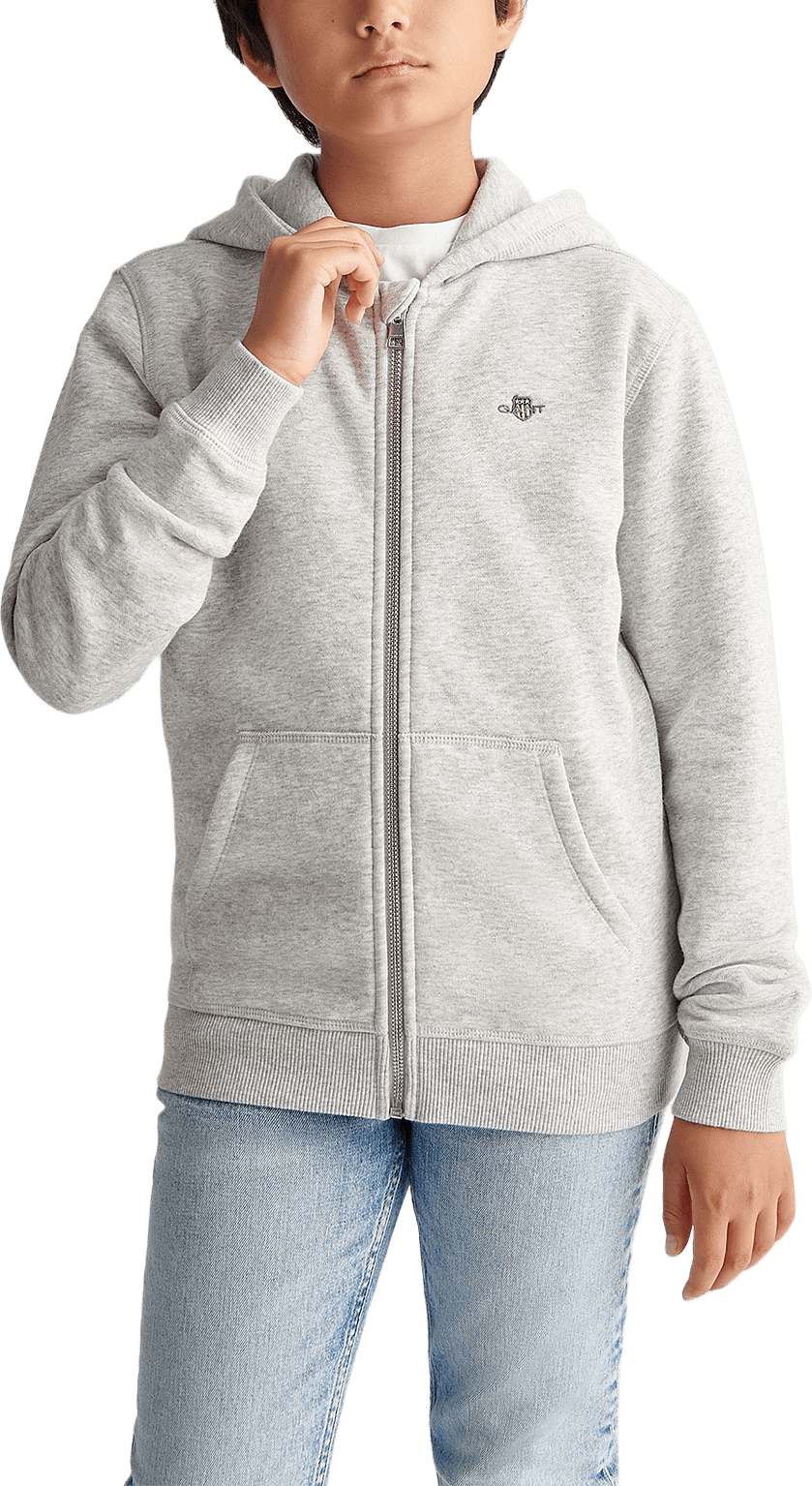 Shield Full Zip Sweat Hoodie, från GANT, i färgen Grey Melange.
