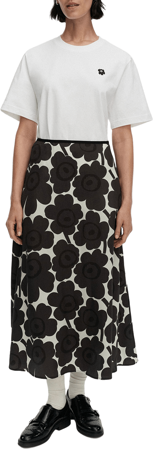 Edetä Unikko Skirt, från Marimekko, i färgen Dark Grey, Off-white.