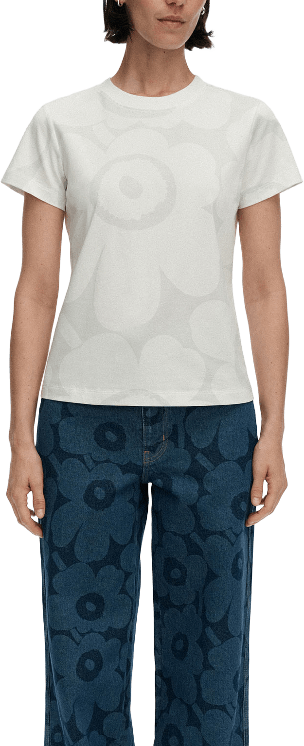 Heleys Unikko T-shirt, från Marimekko, i färgen White, Light Grey.